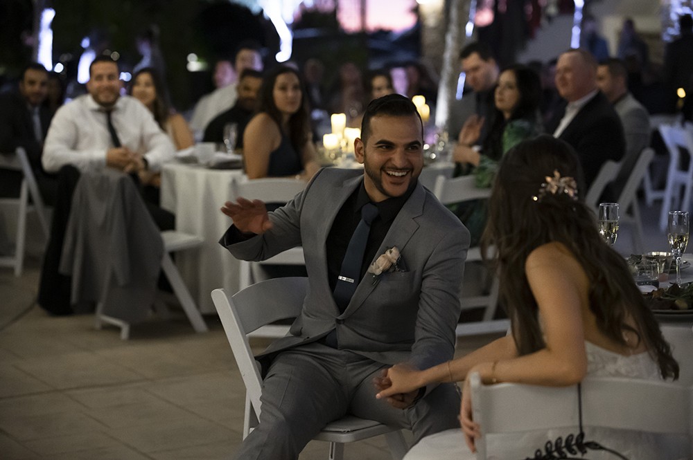 Nashville wedding photographer capturing candid moments at the wedding reception in Nashville, TN.