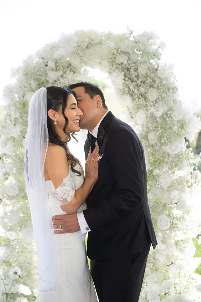 Couple saying “I do” with joyful expressions