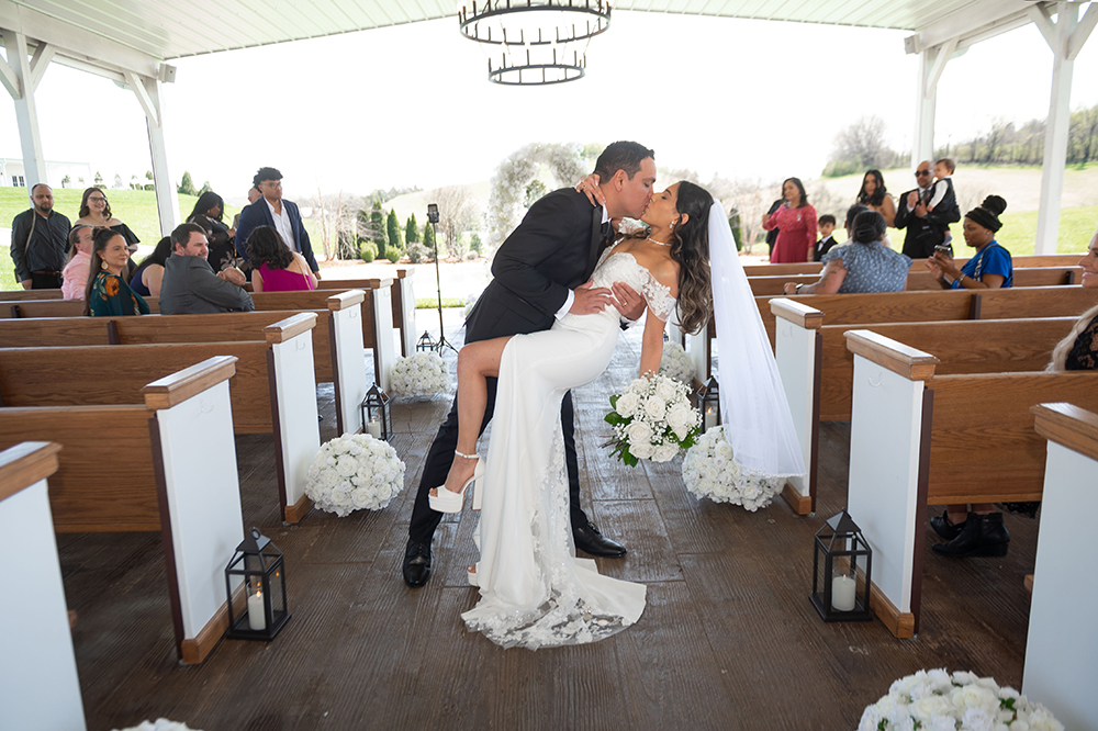 Bride and groom exchanging vows