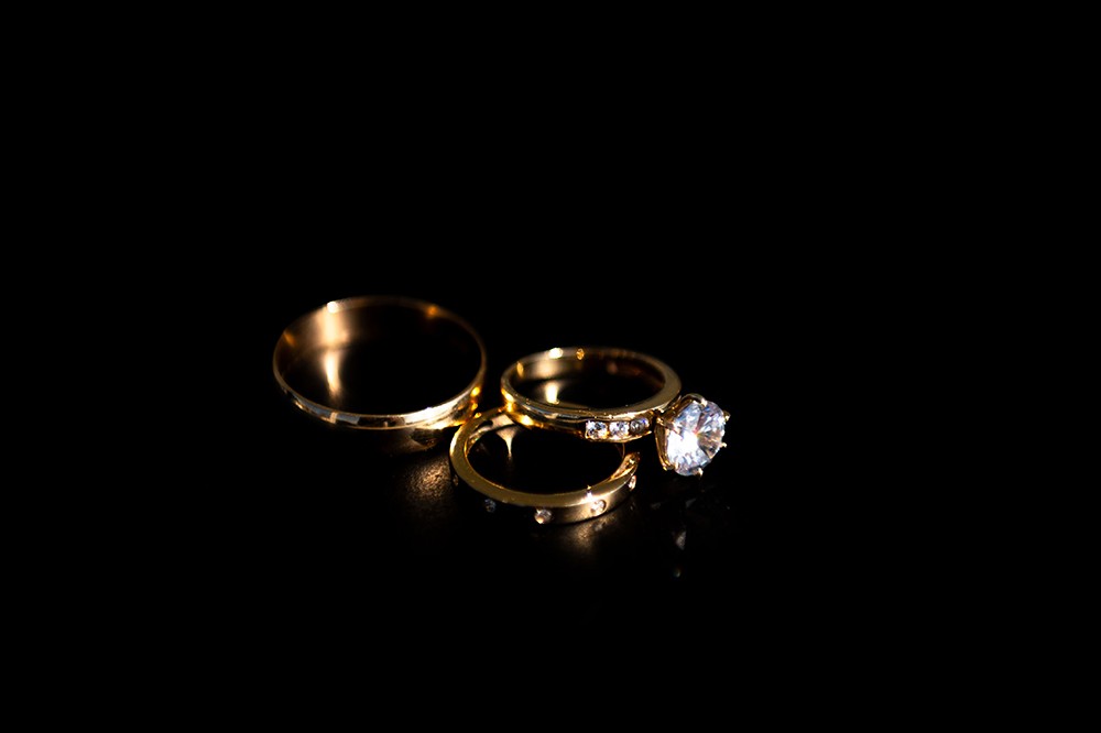 Wedding rings close-up with natural light