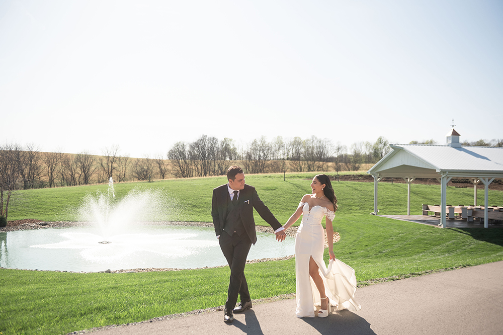 Wide shot of the venue and hills in the background